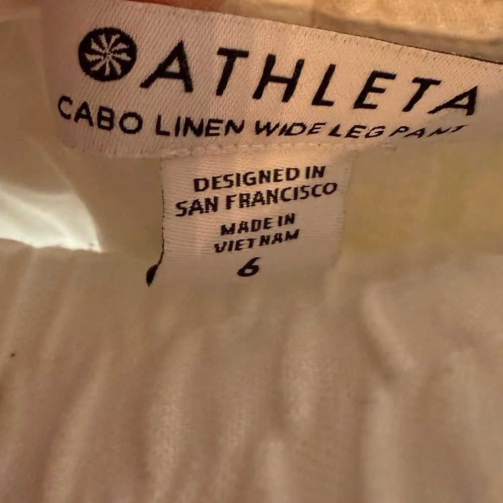 Athleta Cabo Linen Wide Leg Crop Pant White Casual Athleisure Active Women’s 6 - Picture 7 of 10